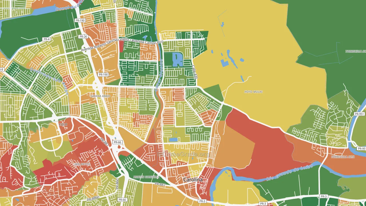 Villa Carolina, Carolina, PR Map of Arson Rates