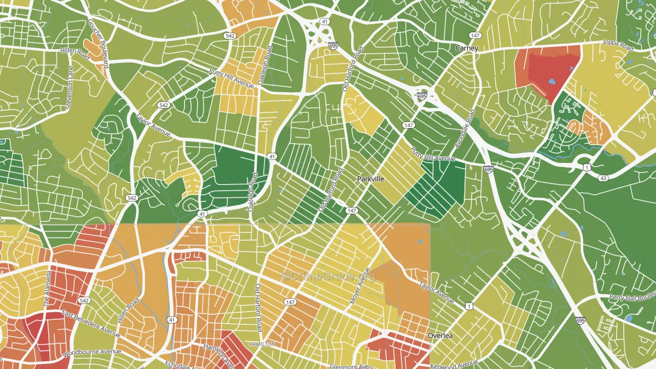 Villa Cresta, Parkville, MD Map of Arson Rates