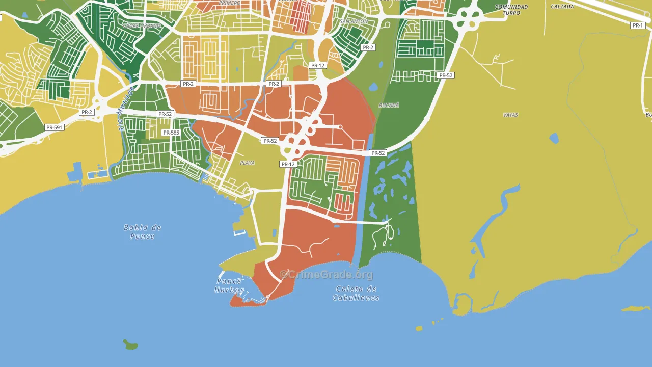 Villa del Carmen, Ponce, PR Map of Arson Rates