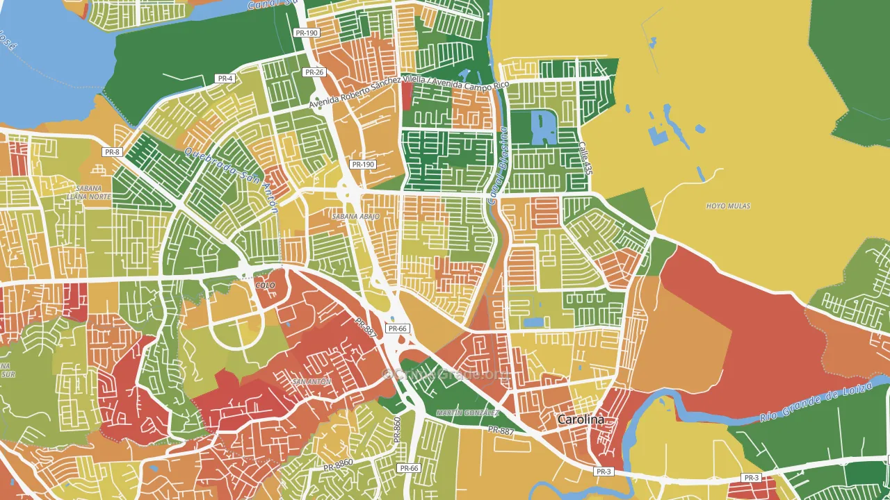 Villa Fontana, Carolina, PR Map of Arson Rates