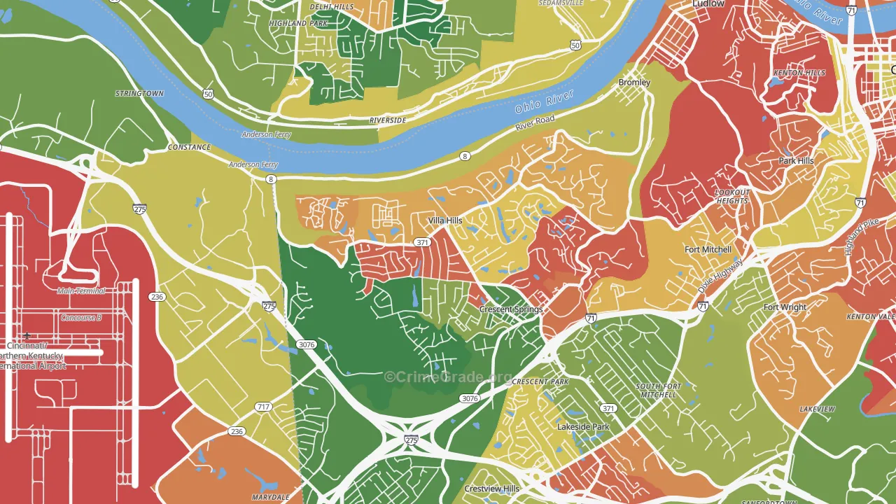 Villa Hills, KY Map of Arson Rates