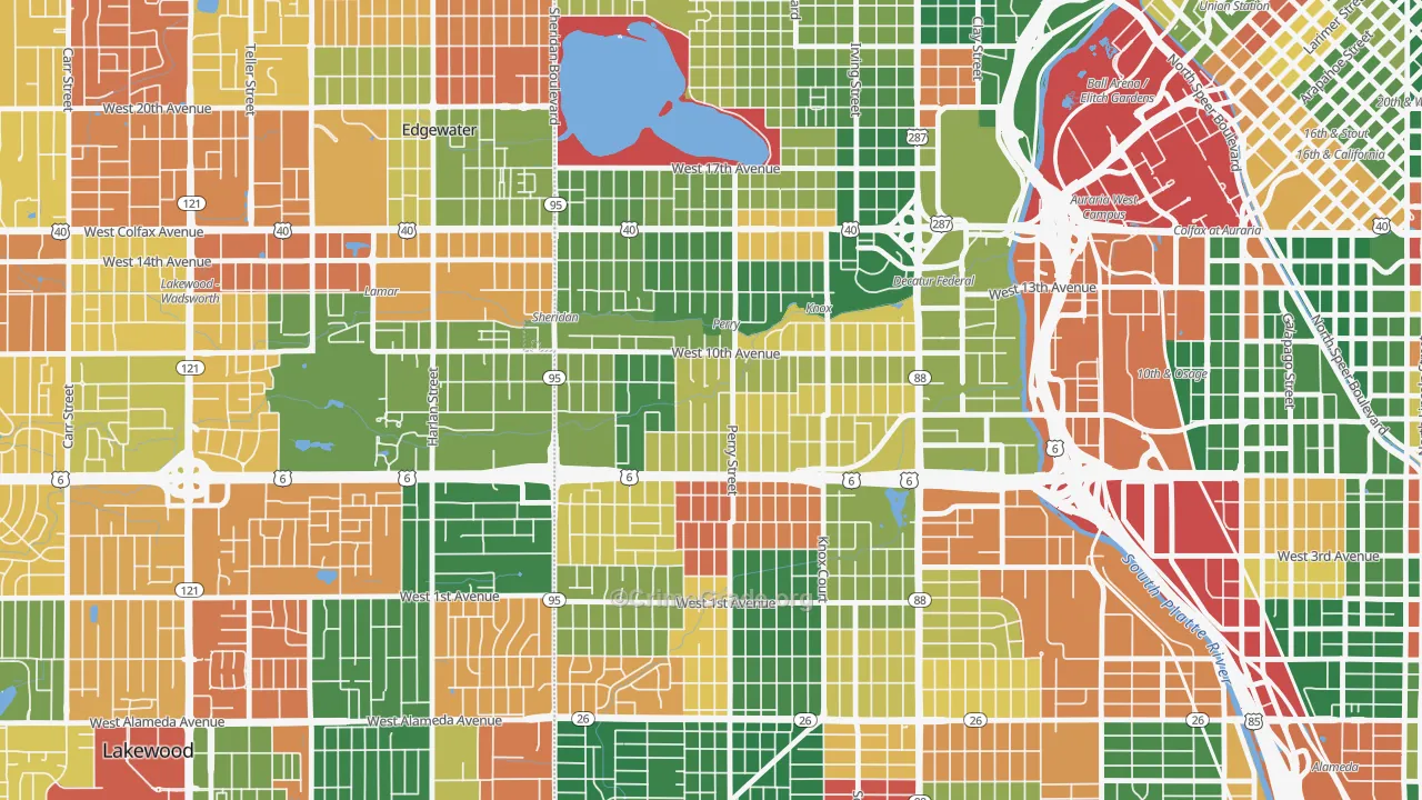Villa Park, Denver, CO Map of Arson Rates