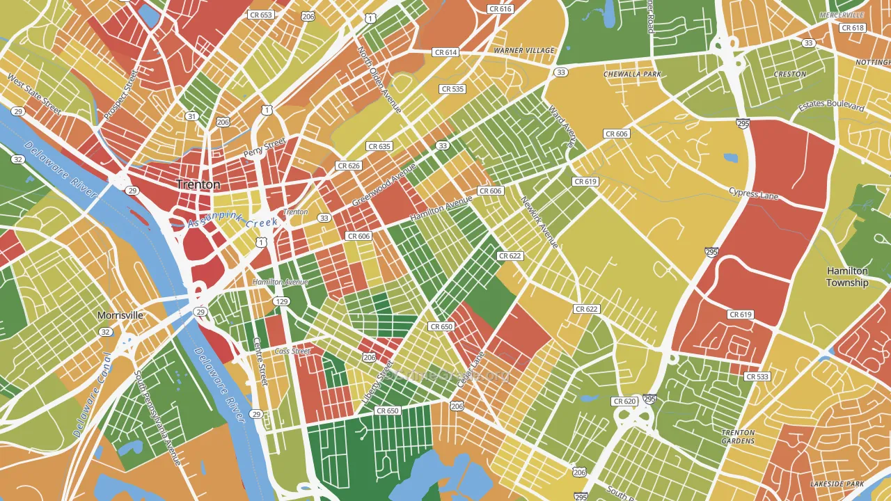 Villa Park, Trenton, NJ Map of Arson Rates