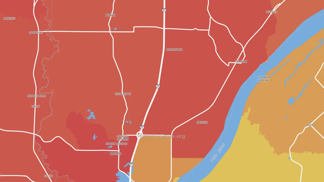 Villa Ridge, IL Map of Arson Rates