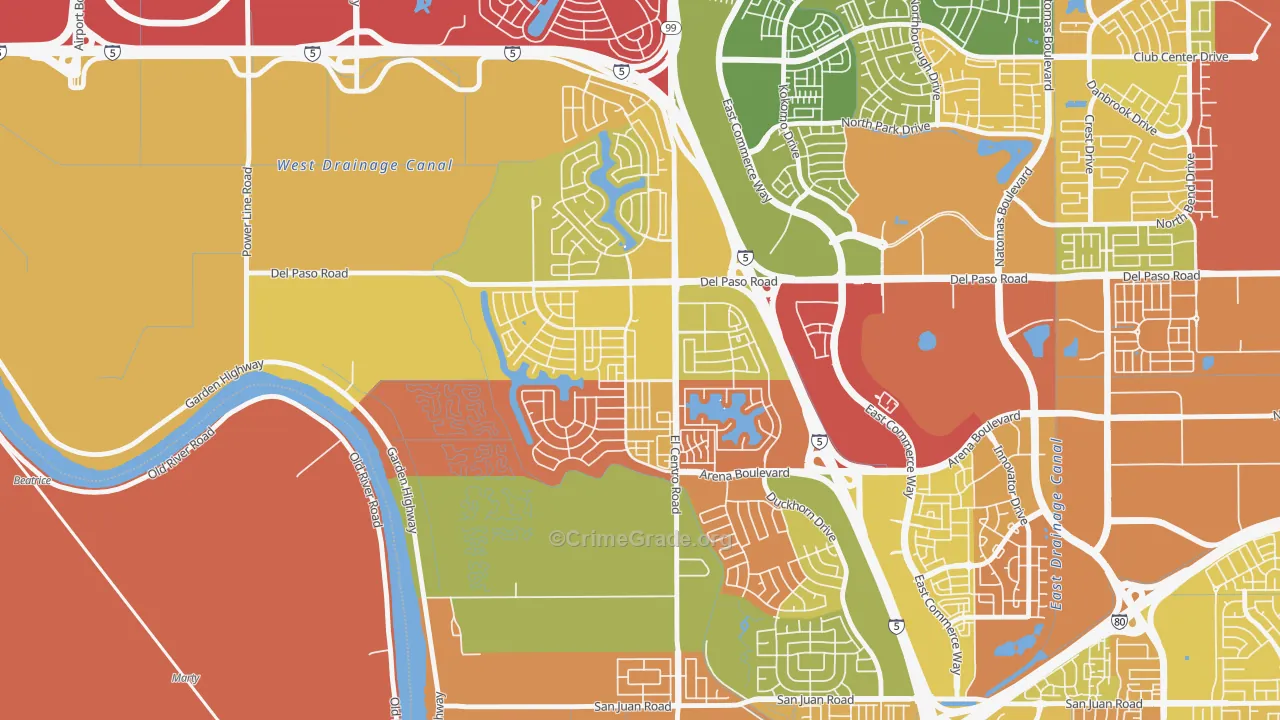 Village 2, Sacramento, CA Map of Arson Rates