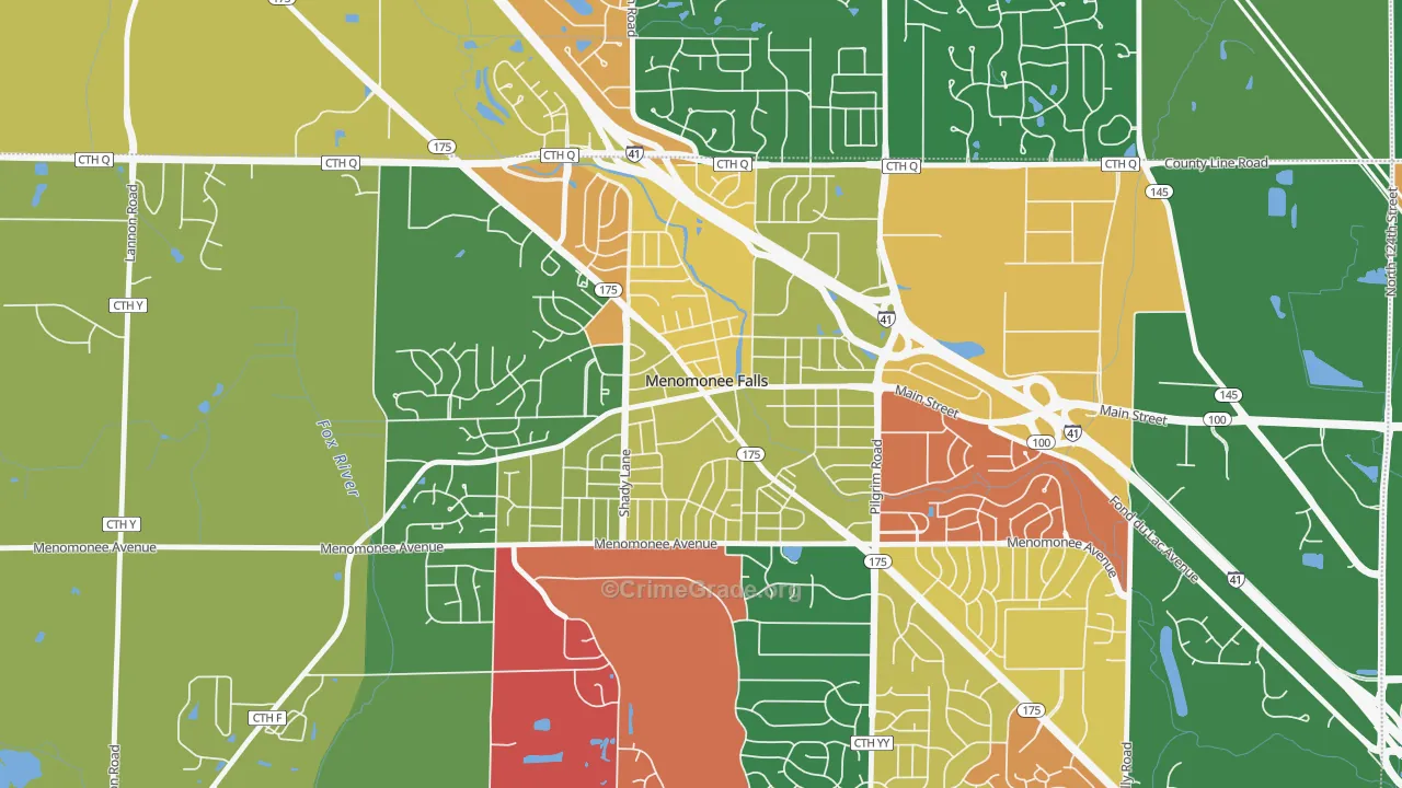 Village Centre, Menomonee Falls, WI Map of Arson Rates