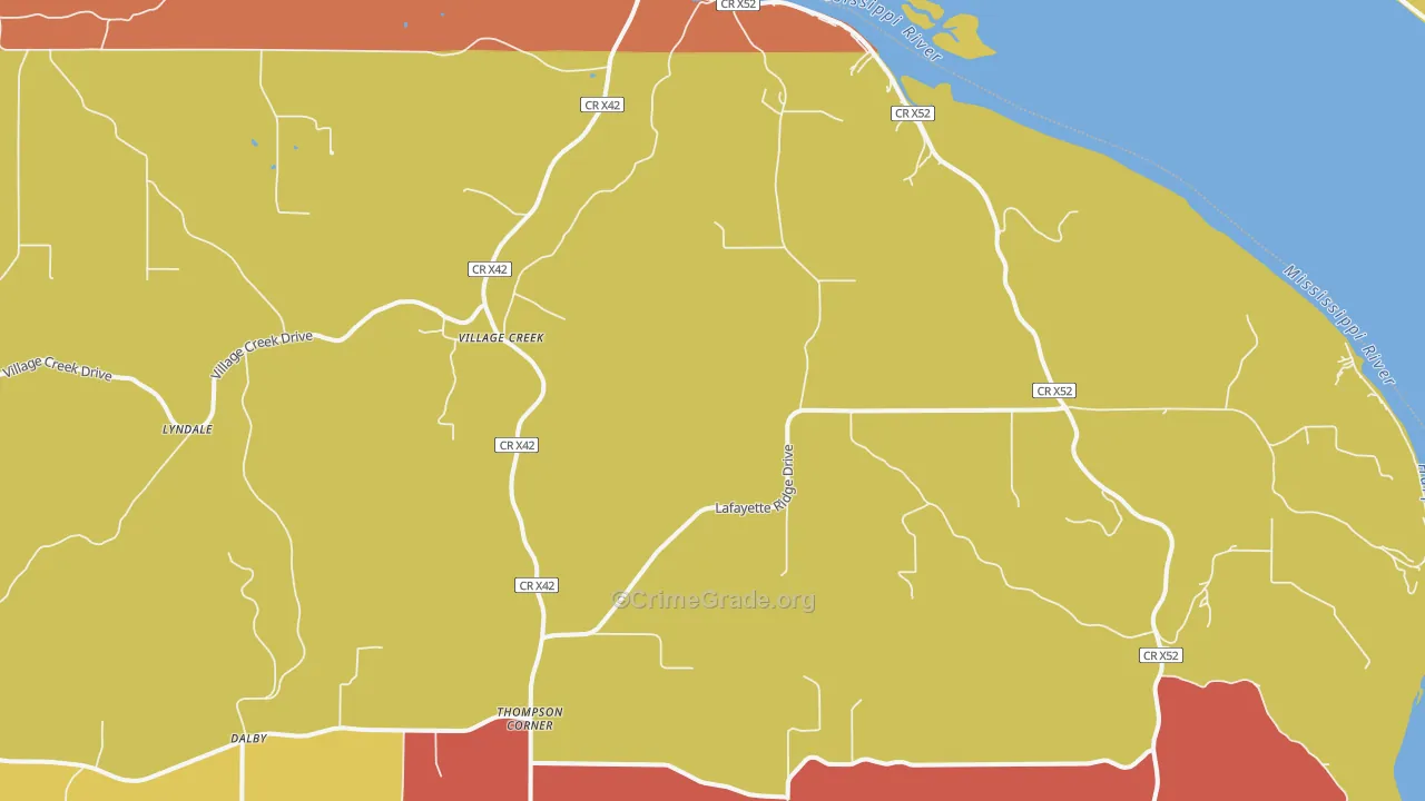 Village Creek, IA Map of Arson Rates