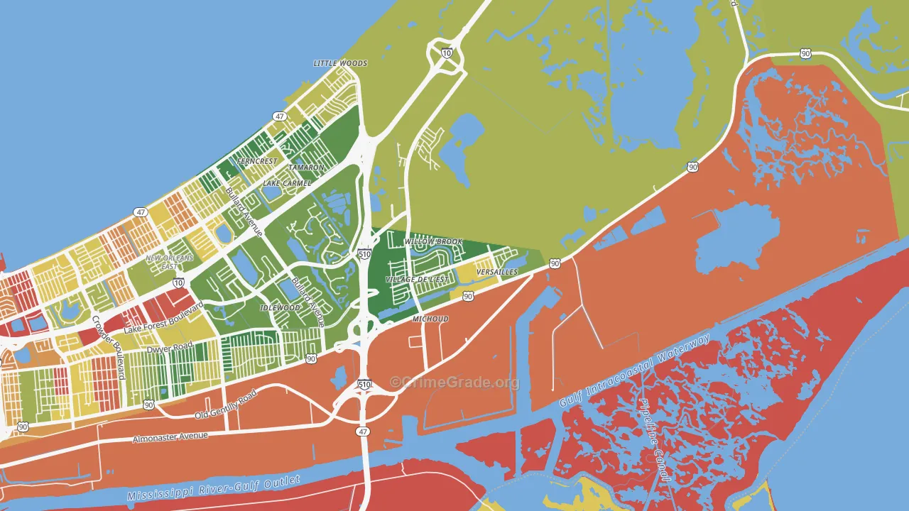 Village de L'Est, New Orleans, LA Map of Arson Rates