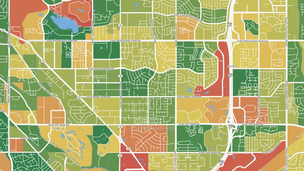 Village East, Aurora, CO Map of Arson Rates