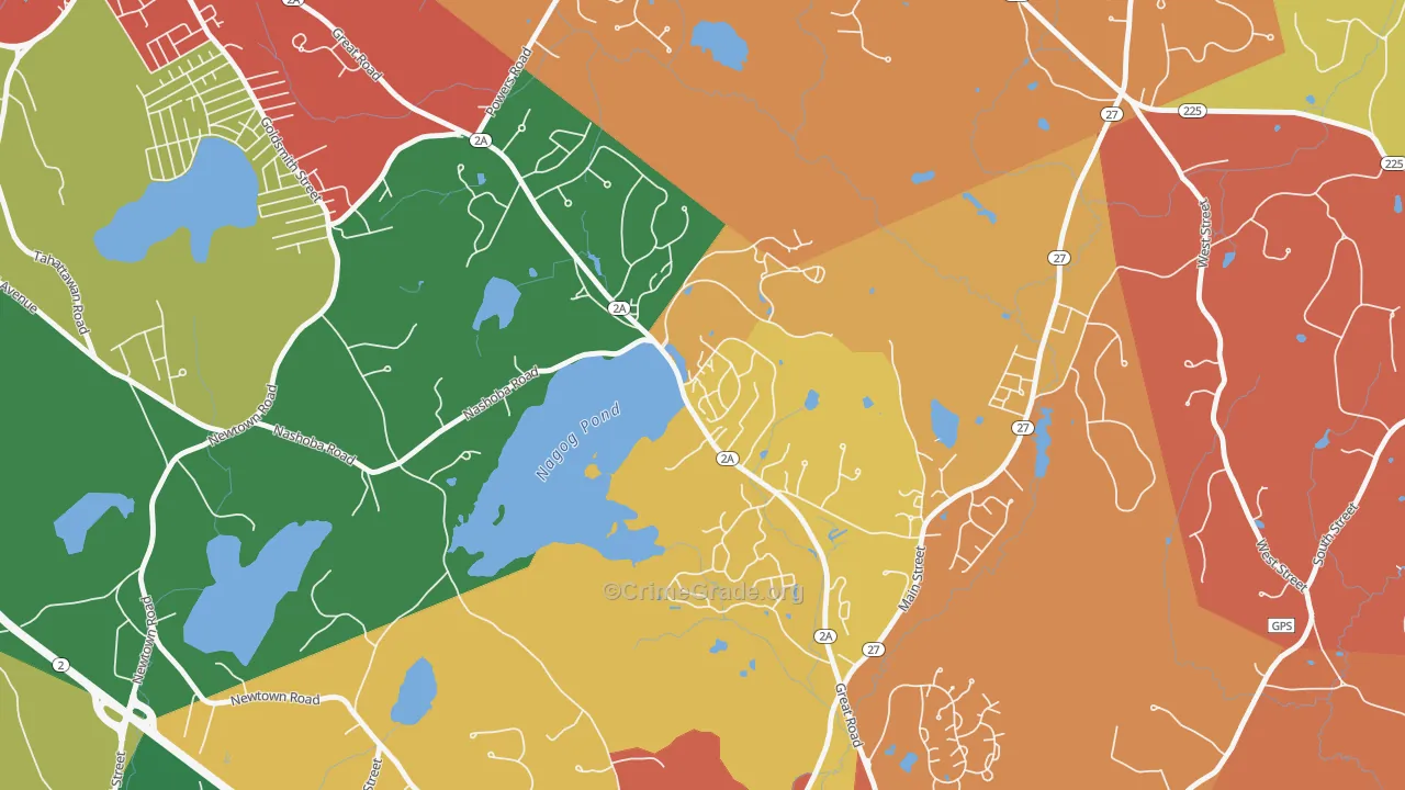Village Of Nagog Woods, MA Map of Arson Rates