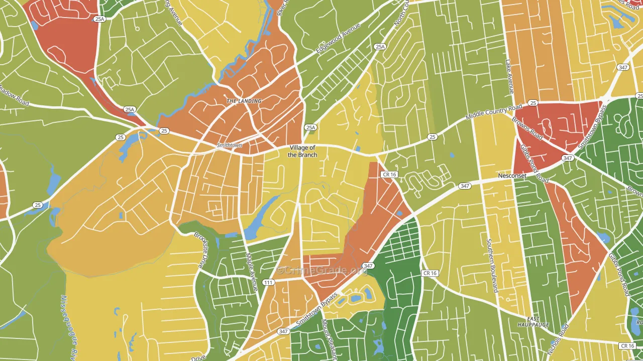 Village of the Branch, NY Map of Arson Rates