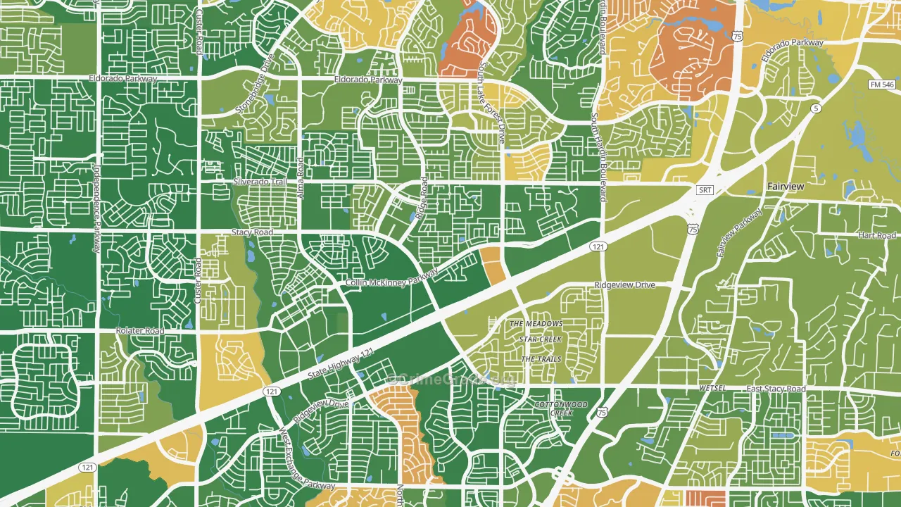 Village Park, McKinney, TX Map of Arson Rates