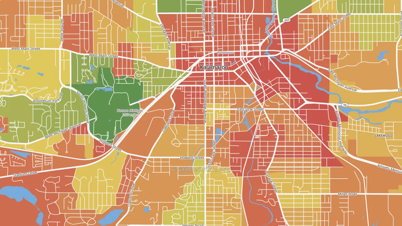 Vine, Kalamazoo, MI Map of Arson Rates