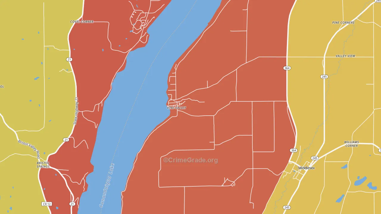 Vine Valley, NY Map of Arson Rates