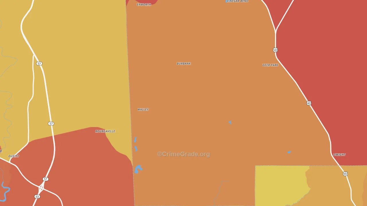 Vinegar Bend, AL Map of Arson Rates