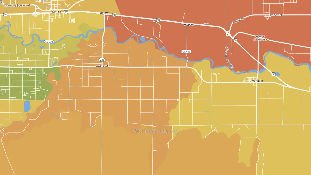 Vineland, CO Map of Arson Rates