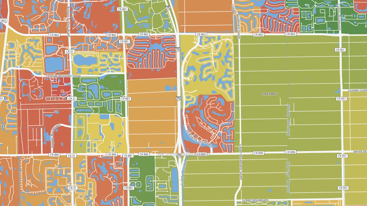 Vineyards, Naples, FL Map of Arson Rates