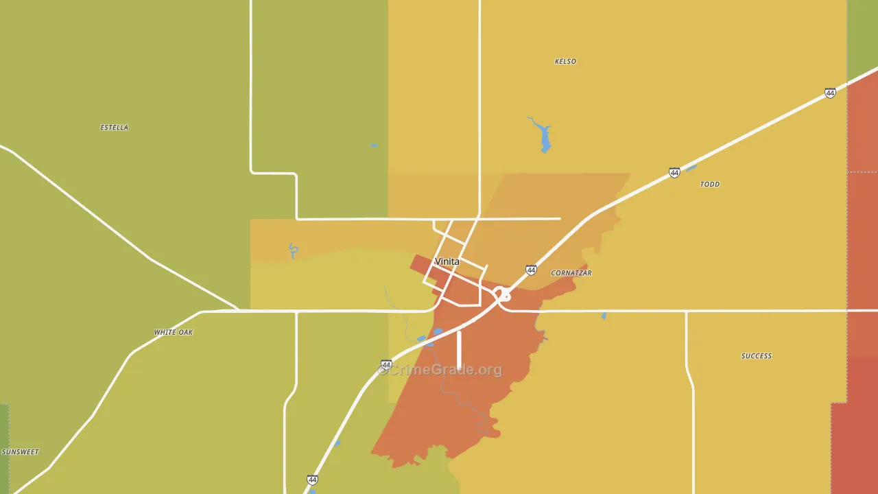 Vinita, OK Map of Arson Rates