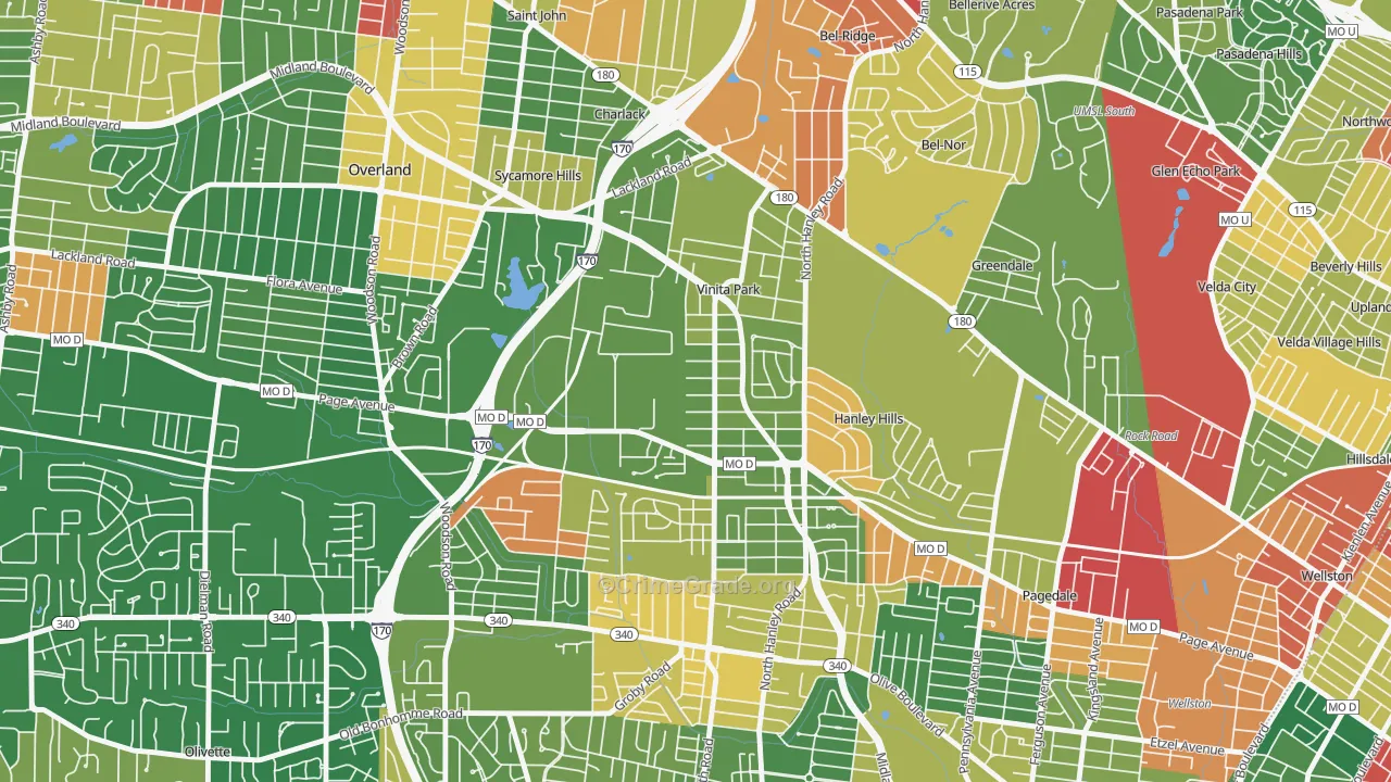 Vinita Park, MO Map of Arson Rates