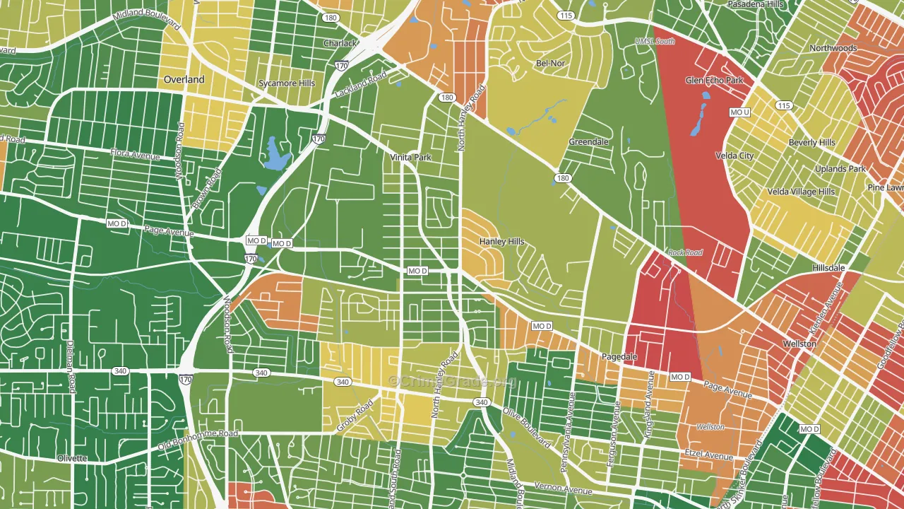 Vinita Terrace, MO Map of Arson Rates