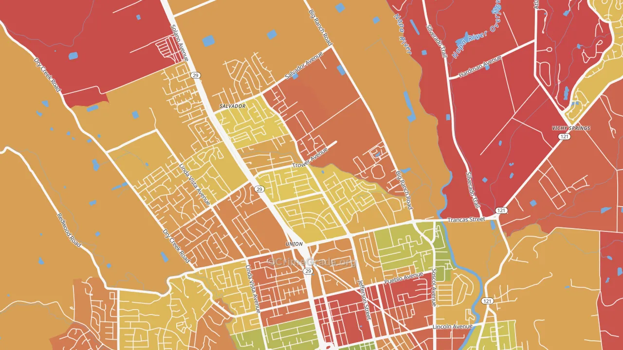 Vintage, Napa, CA Map of Arson Rates