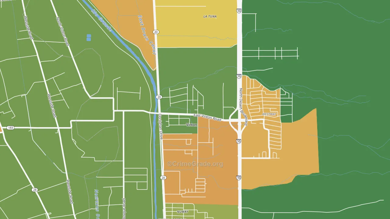Vinton, TX Map of Arson Rates