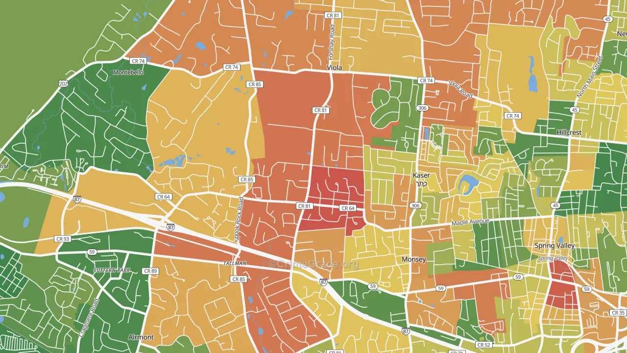 Viola, Monsey, NY Map of Arson Rates