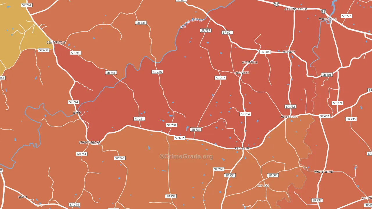 Virgilina, VA Map of Arson Rates
