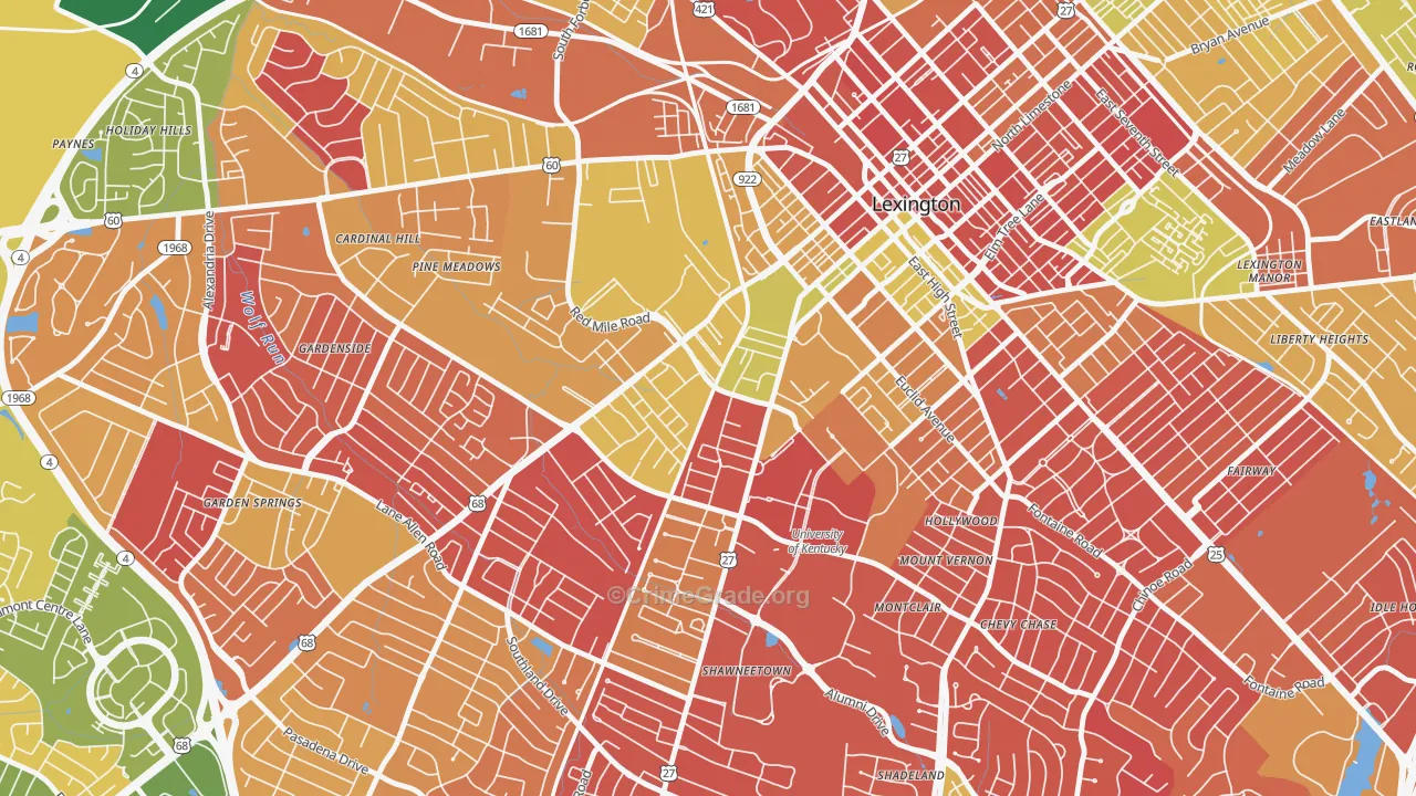 Virginia Ave, Lexington, KY Map of Arson Rates