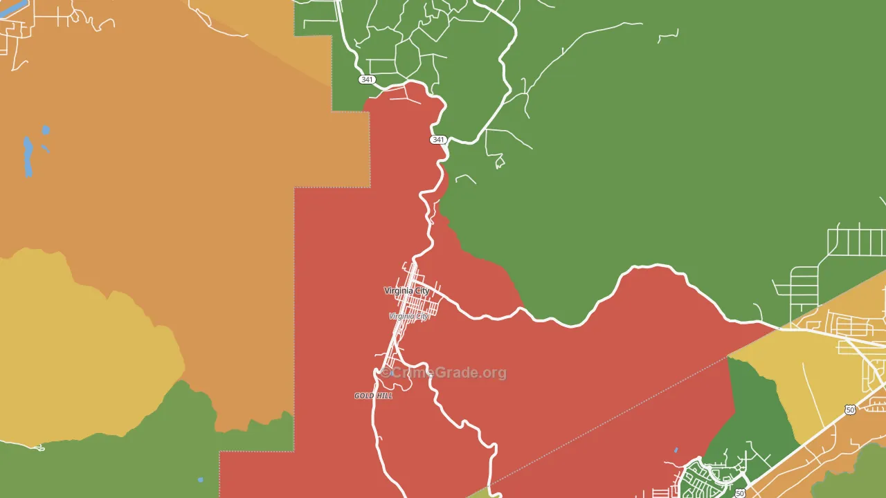 Virginia City, NV Map of Arson Rates