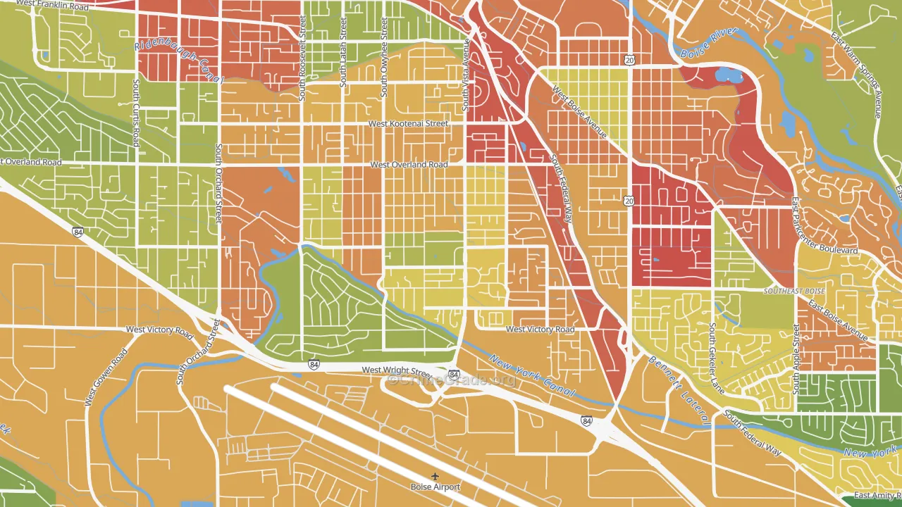 Vista, Boise, ID Map of Arson Rates