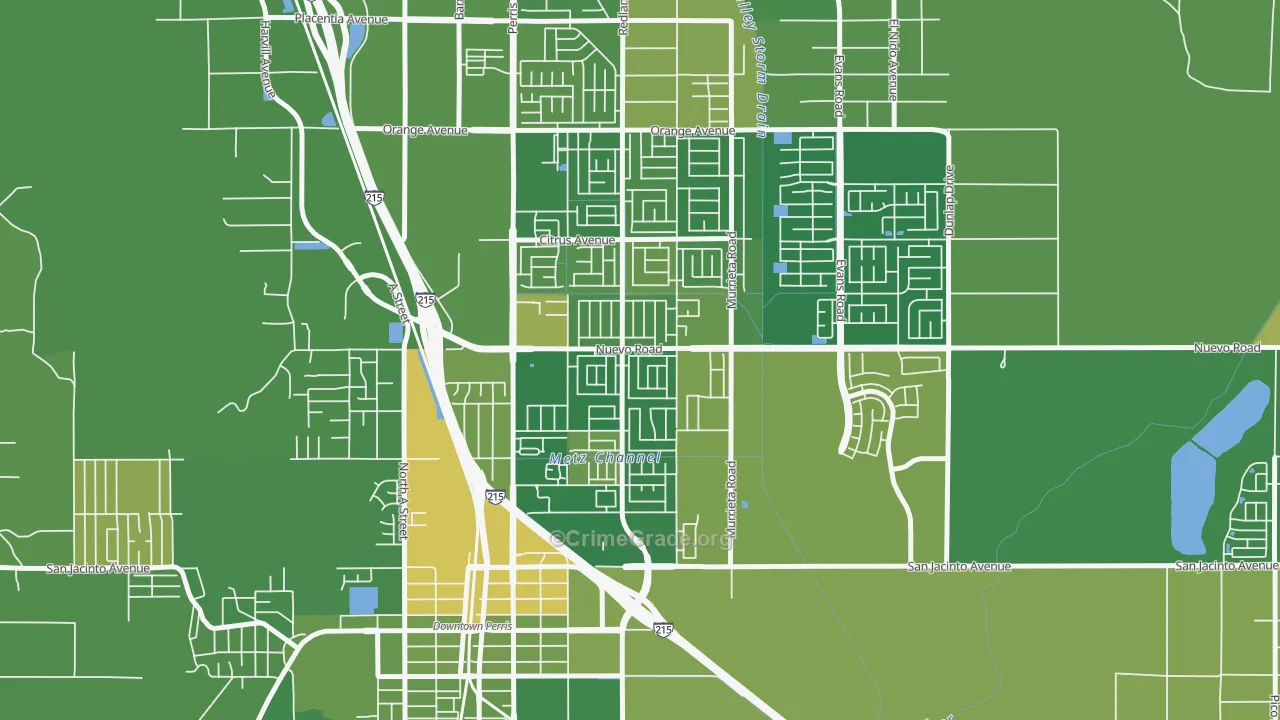 Vista Creek, Perris, CA Map of Arson Rates