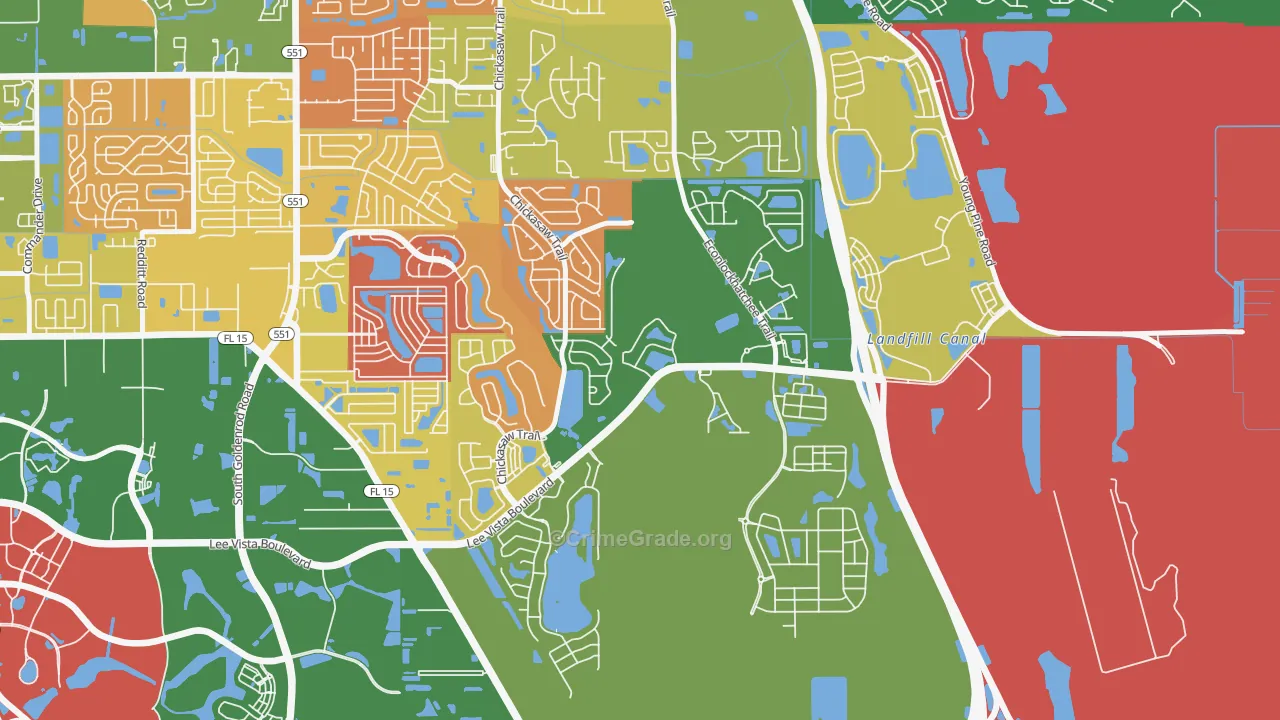 Vista East, Orlando, FL Map of Arson Rates