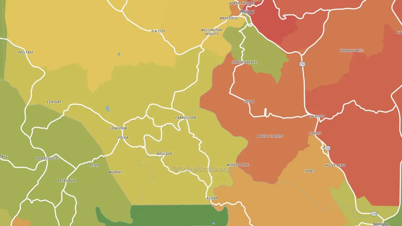 Volga, WV Map of Arson Rates