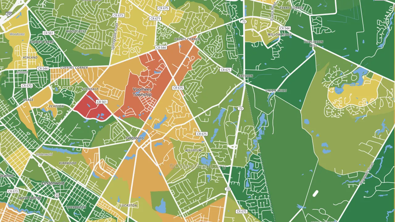 Voorhees, NJ Map of Arson Rates