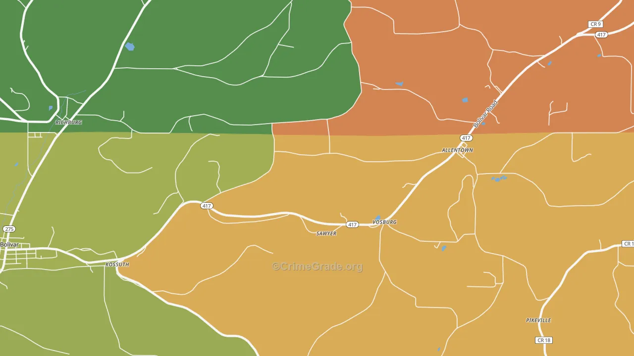 Vosburg, NY Map of Arson Rates