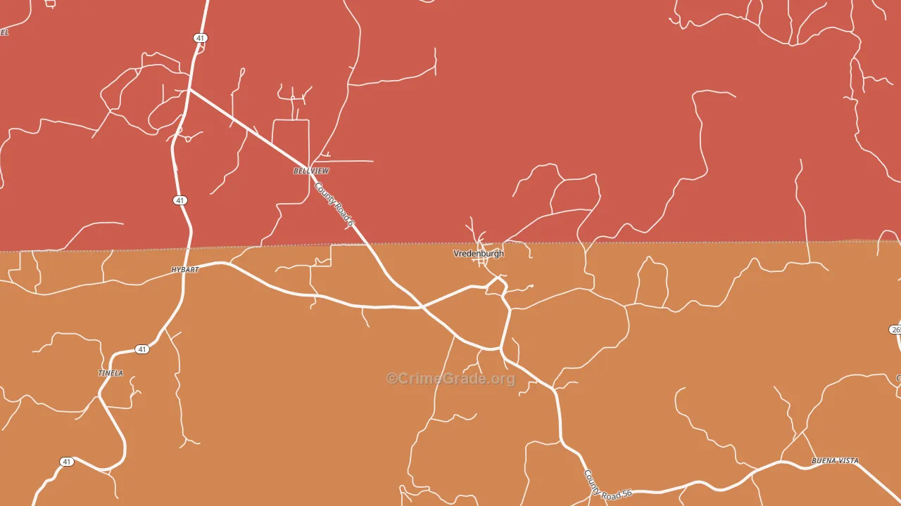 Vredenburgh, AL Map of Arson Rates