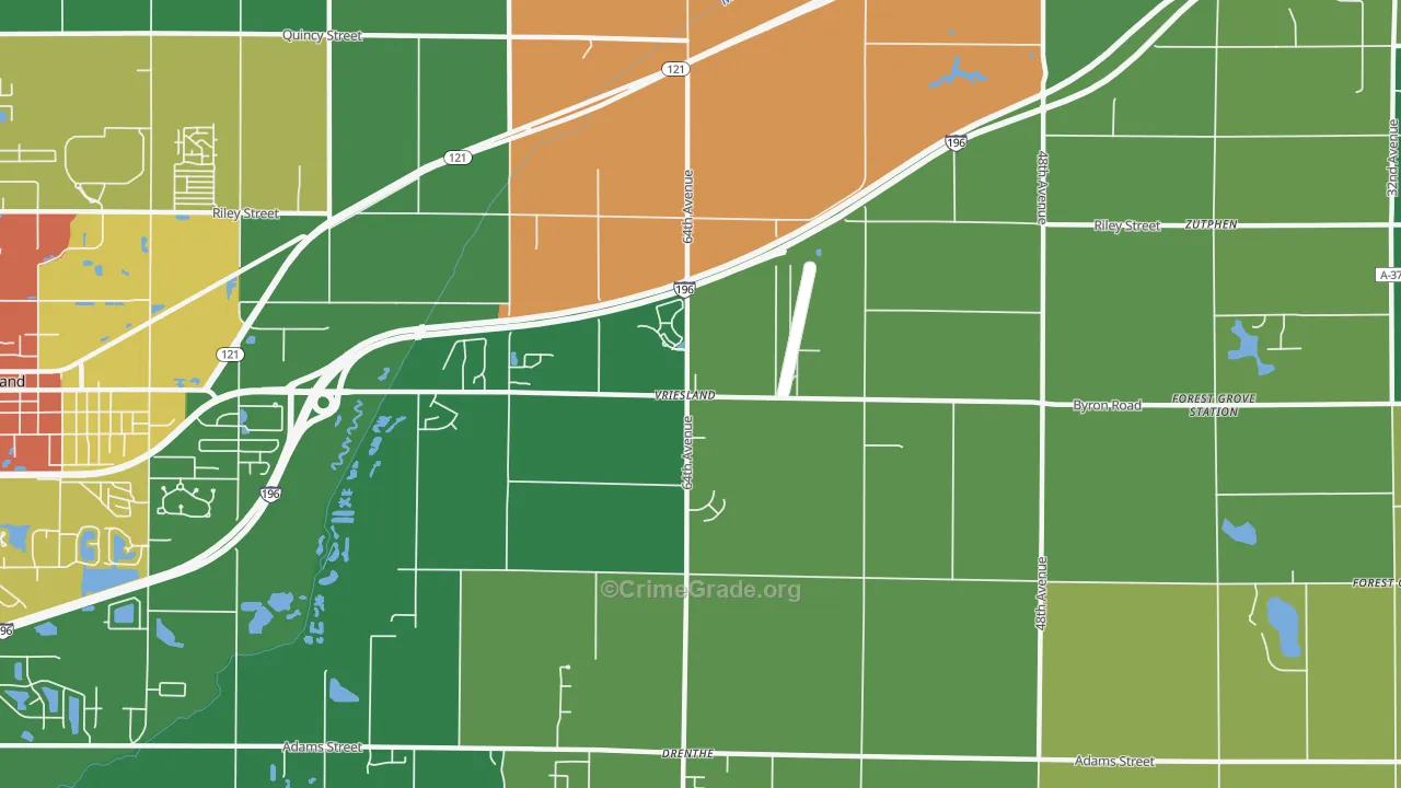 Vriesland, MI Map of Arson Rates
