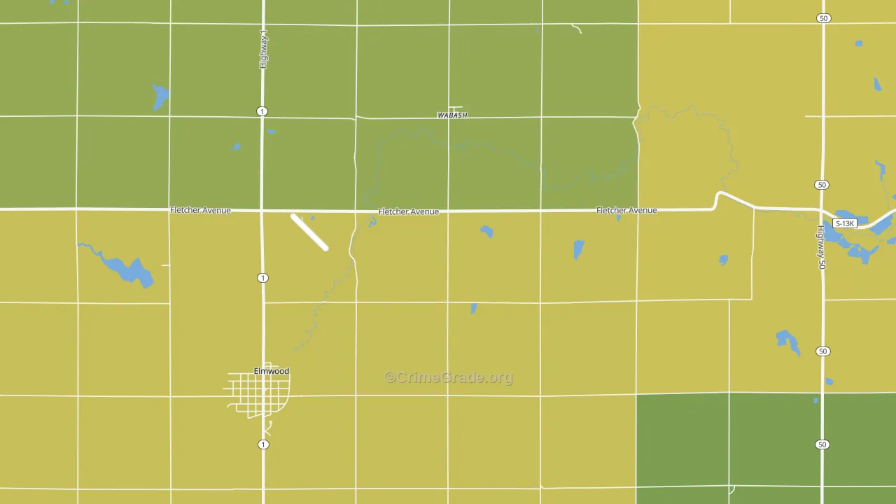 Wabash, NE Map of Arson Rates