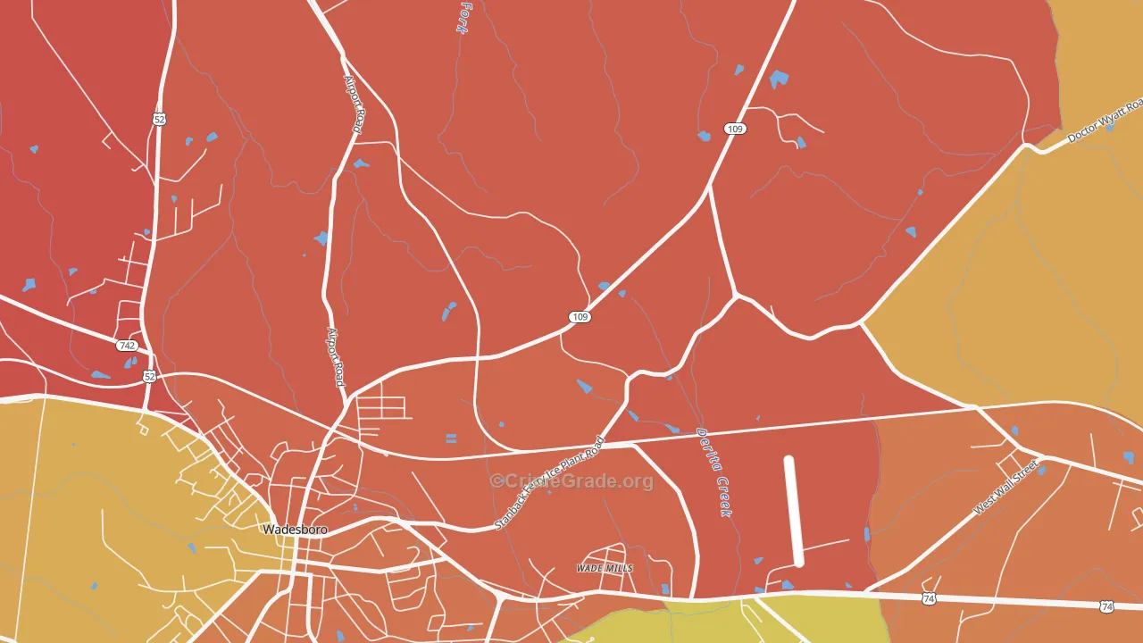 Wade Mills, NC Map of Arson Rates