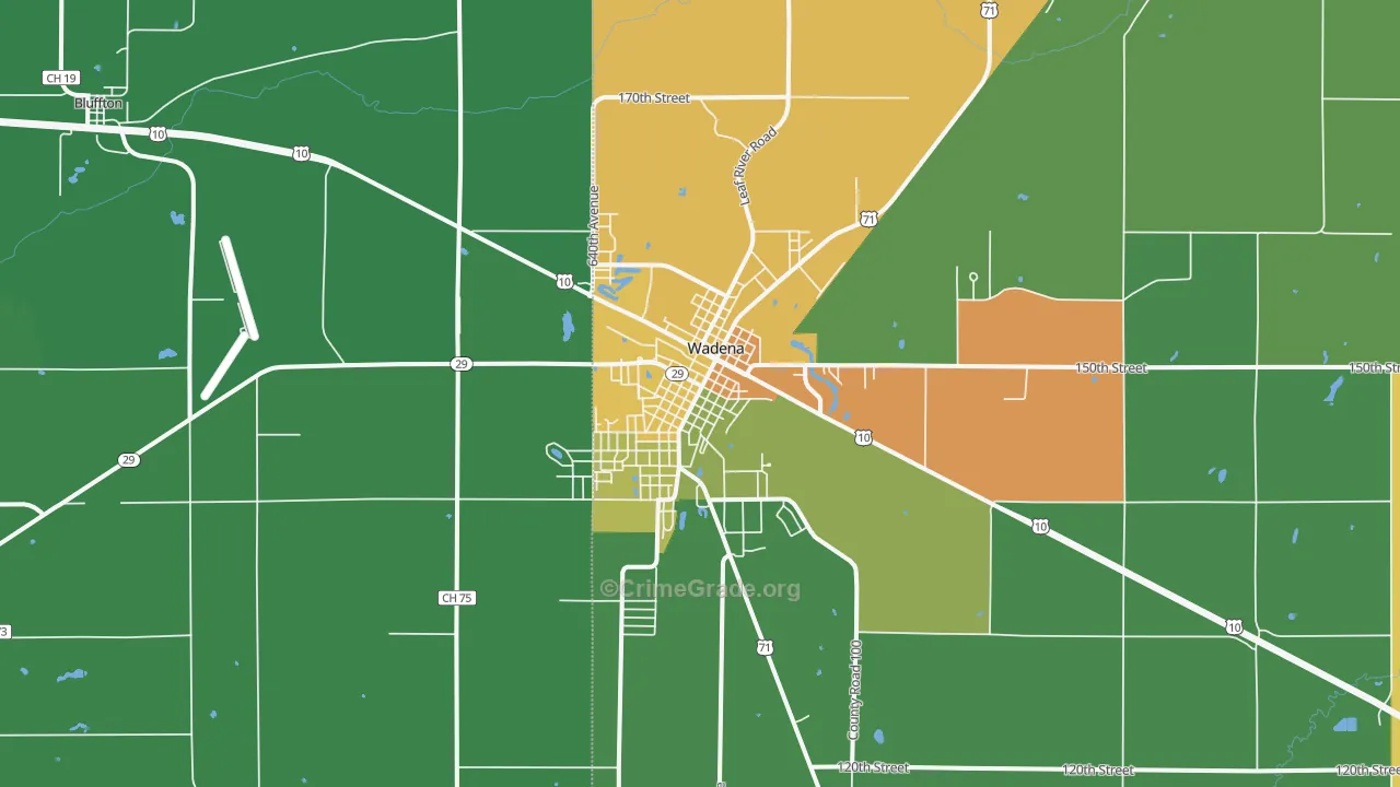 Wadena, MN Map of Arson Rates