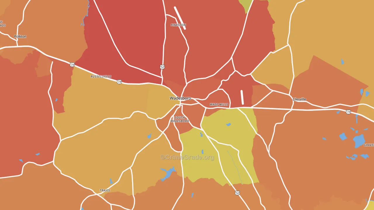 Wadesboro, NC Map of Arson Rates