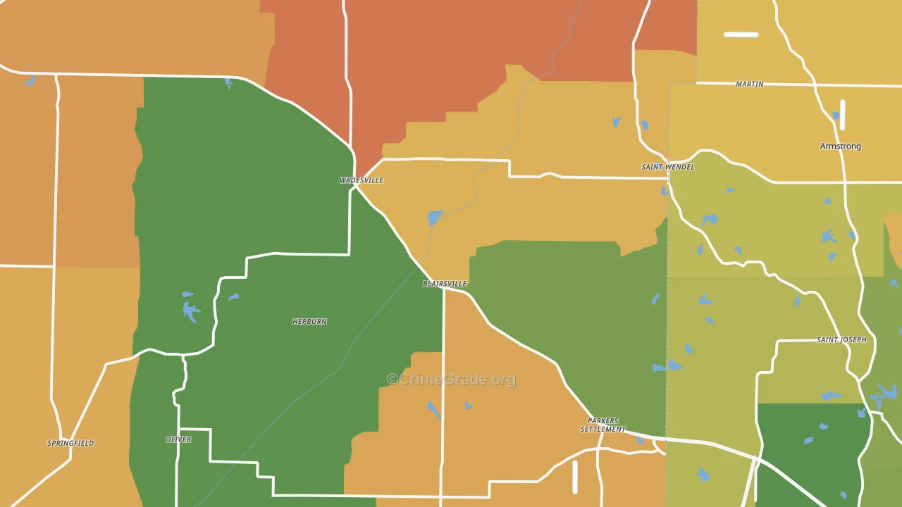 Wadesville, IN Map of Arson Rates