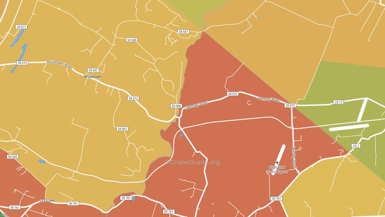 Wadesville, VA Map of Arson Rates
