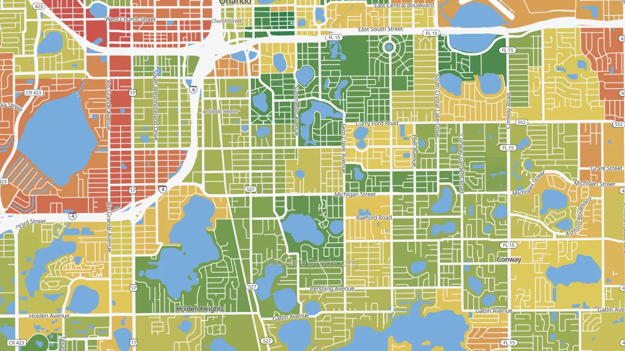 Wadeview Park, Orlando, FL Map of Arson Rates
