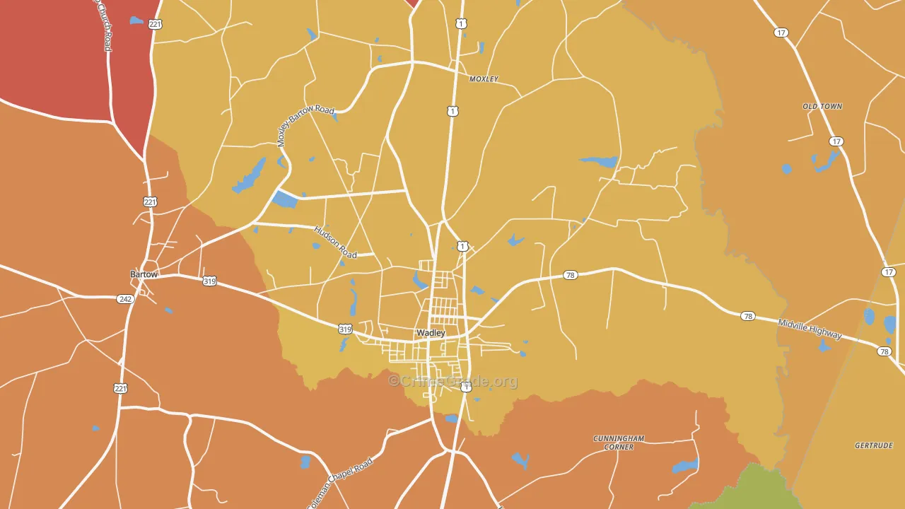 Wadley, GA Map of Arson Rates