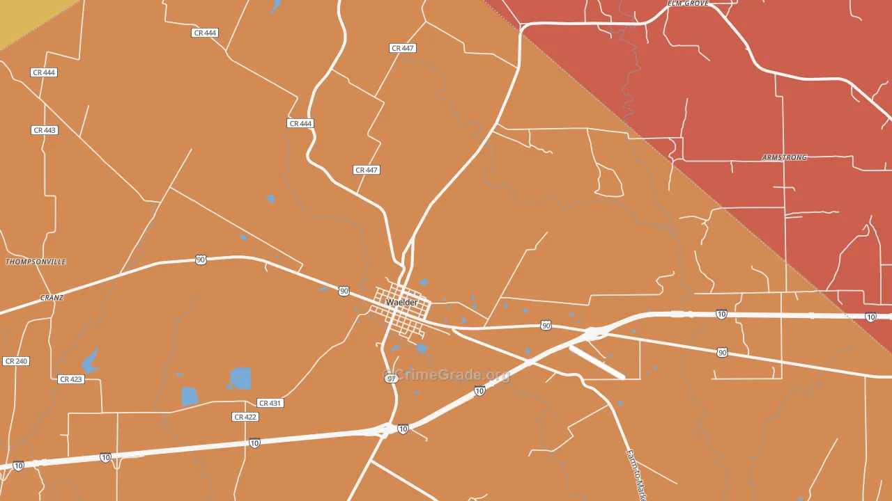 Waelder, TX Map of Arson Rates