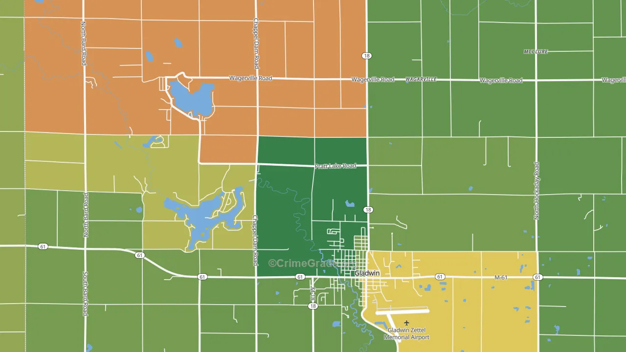 Wagarville, MI Map of Arson Rates