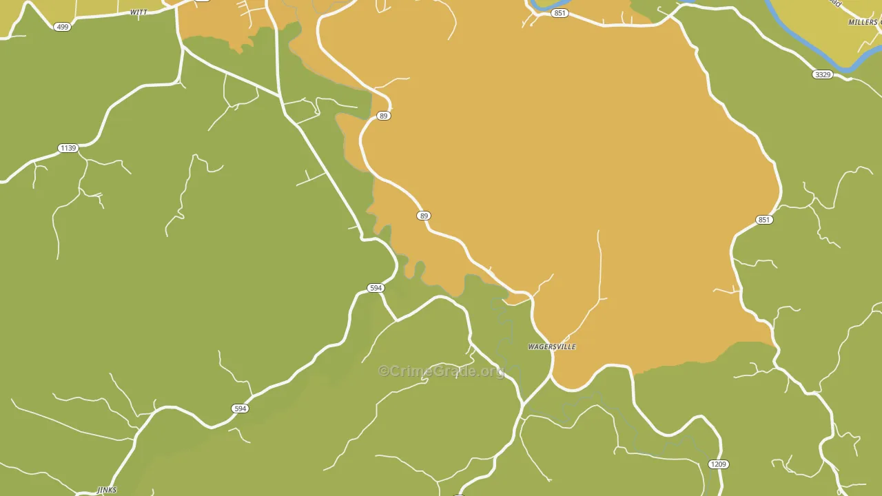 Wagersville, KY Map of Arson Rates
