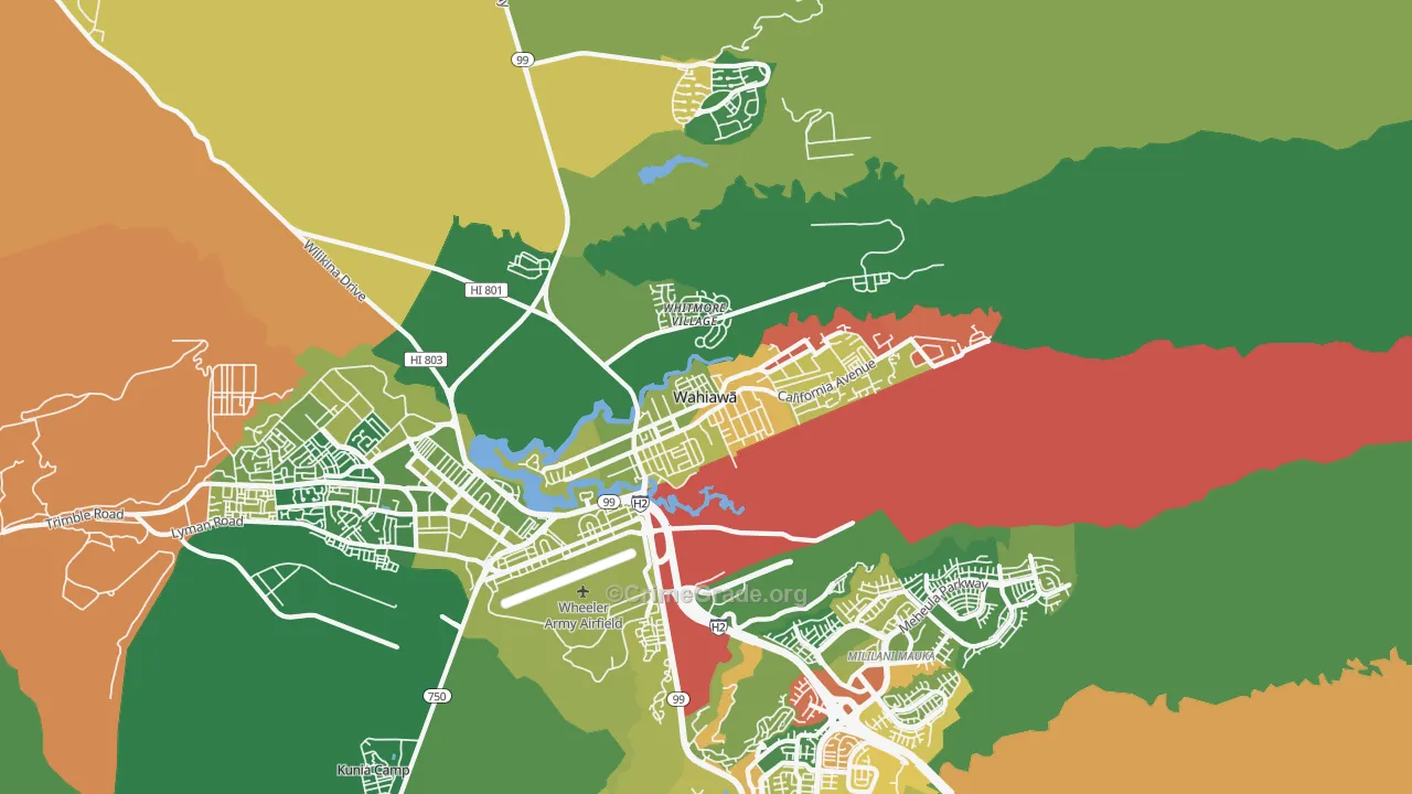 Wahiawa, HI Map of Arson Rates